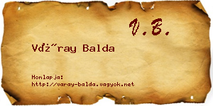 Váray Balda névjegykártya